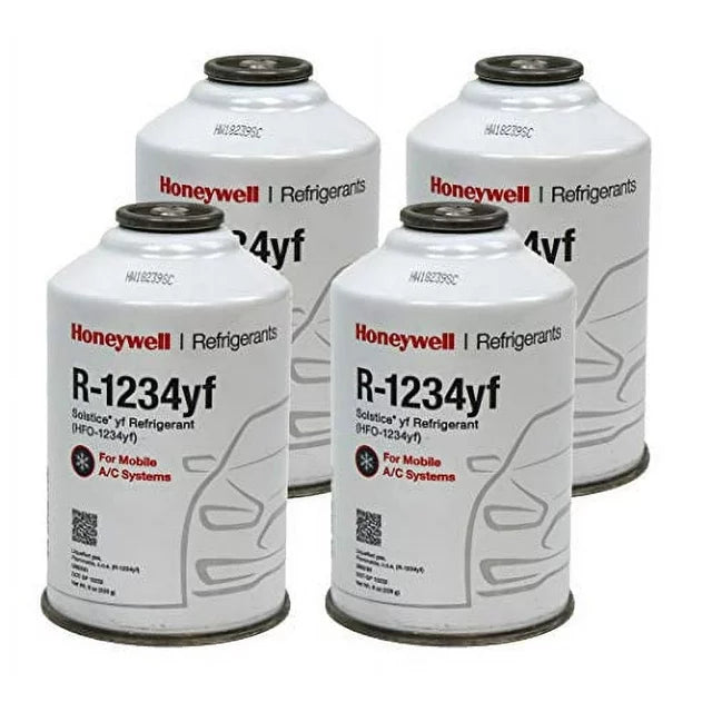 Honeywell R-1234yf Refrigerant – 4 Cans (8oz Each) with HD Brass Can Tap – Made in USA
